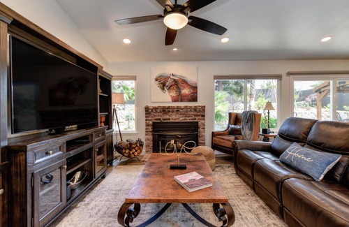 Roseville House | Experience Kissing Turtle Lagoon: Pool, Spa & Fire Pit Fun!
