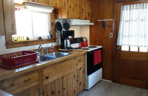 East Tawas House | Cozy Knotty Pine Cabin with Lake Huron Access & Amenities