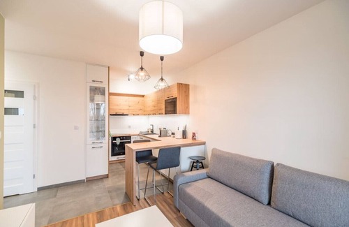 Krowodrza Apartment | Modern Kraków Business Suite with City View and Balcony