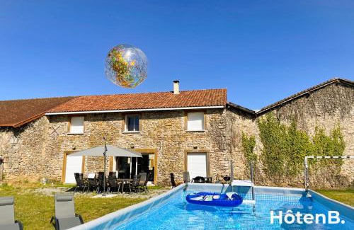 Bonnac-la-Cote Villa | Relax at La Vedrenne Grange in Limoges with Pool & Hot Tub