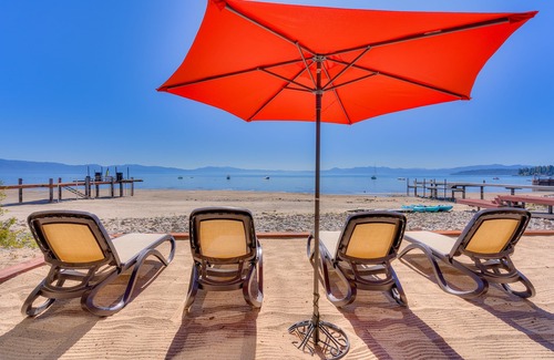 Tahoe Vista House | Lake Front Retreat with Private Beach, Hot Tub & Spa