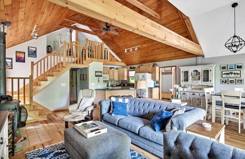 South Kortright Ski Chalet | Tranquil Lakefront Retreat with Kayaks, Game Room & Fire Pit