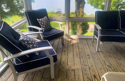 Town of Ledyard House | Idyllic Lakefront Home in Aurora with Stunning Ocean Views