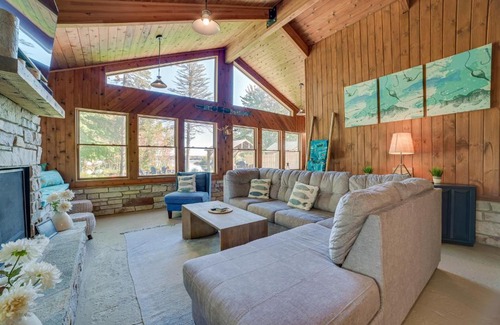 Kalkaska House | Cozy Lakefront Kalkaska Cottage with Fire Pit & Ocean Views