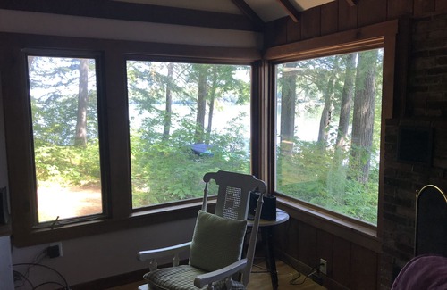 Bridgton Cottage | Idyllic Lakefront Log Cabin with Pool & Ocean View