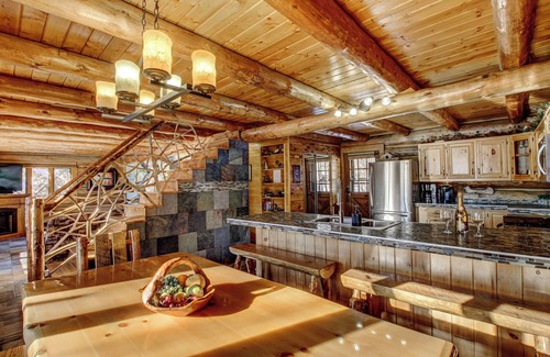 Nevis House | Serene Log Home Getaway with Lake View and Water Toys