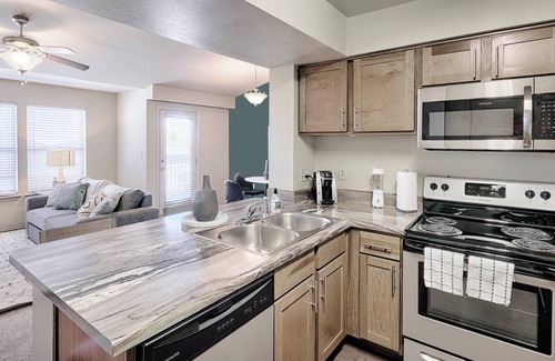 Jenks Apartment | Landing | Modern 1BD, Courtyard, Pool