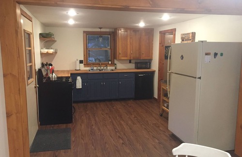 North Jay Cabin | Inviting Lake House with Private Beach, Dock & Kayak