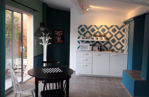Le Brulat Apartment | Elegant Studio with Pool Views and Garden Spa Oasis
