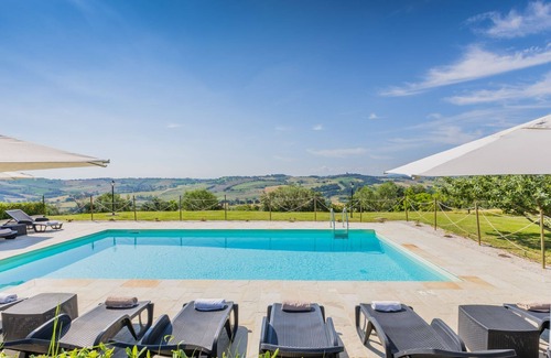 Corinaldo Villa | Tranquil Leondina Country House with Pool & Panoramic Views