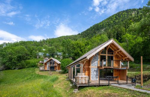 Saint-Jean-Saint-Nicolas Cabin | Relax at Les chalets d'Éléna: Spa & Hot Tub Await