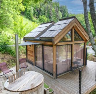 Saint-Jean-Saint-Nicolas Cabin | Relax at Les chalets d'Éléna: Spa & Hot Tub Await