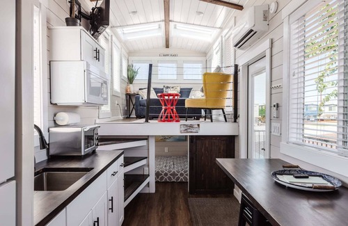 Apple Valley Apartment | Cozy Lil' Blue Oasis Tiny Home with Spa and Hot Tub