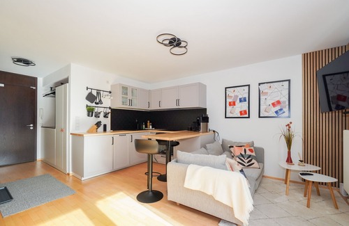 Mitte Condo | LINDE3: Relax with Balcony Views Near Old Town