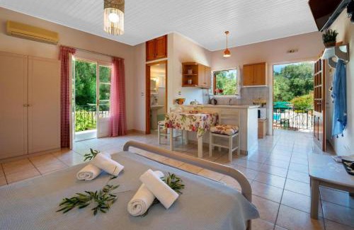 Lakka Apartment | Inviting Livadi Studios with Pool & Oceanfront Views