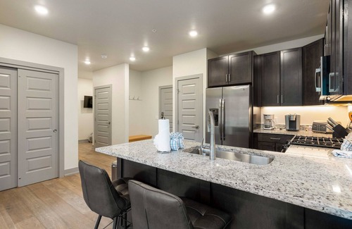 Lakeside Village Condo | Elevated Retreat: Private Balcony, Mountain Views & Spa
