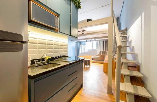 Sao Paulo Apartment | Inviting Loft Vila Madalena with Pool and Ocean Views