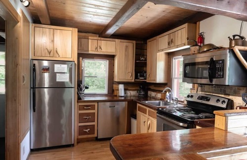 Bladensburg Cabin | Cozy Log Cabin Lodge with Heated Pool & Ocean View