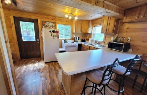 Bitely Cabin | Lakefront Lincoln Log Lodge: Kayaks, Arcade & Pet Friendly