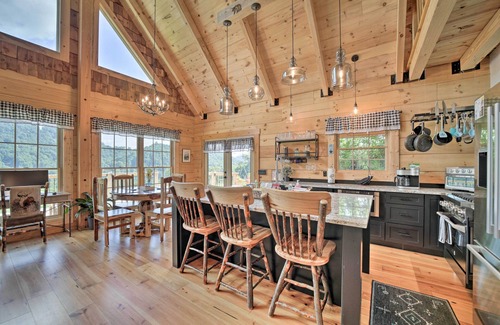 Maggie Valley Cabin | Modern Log Cabin Retreat with Mountain Views & Spa Access