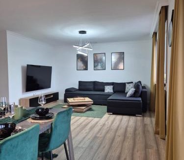 Dinslaken Apartment | Luxsuite Still und Komfort 1 Balkon Grill TV-75 Zoll