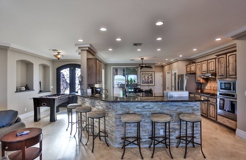 Bullhead City House | Riverfront Retreat with Private Beach and Heated Pool