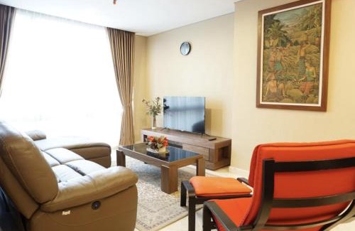Karet Apartment | Elegant 2 BR Suite at The Grove with Pool & Dining Options