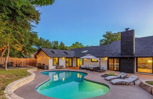 North Austin Civic Association Cottage | Stylish Austin Home with Game Room and Fire Pit Awaits