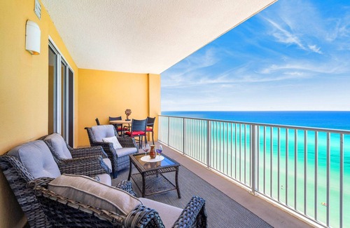 West Panama City Beach Condo | Beachfront Condo with Ocean Views & Free Beach Service!