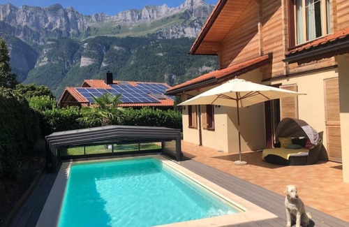 Unterterzen Ski Chalet | Elegant Chalet at Walensee with Pool and Spa Amenities