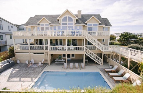 Whalehead Beach House | Oceanfront Bliss at Fairligh: Pool, Beach Access & Views