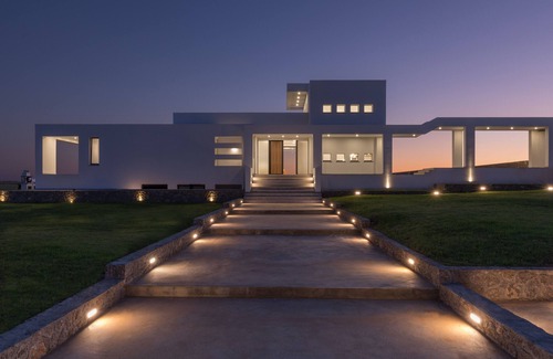 Chalikounas Villa | Seafront Villa Afroditi: Private Beach & Heated Pool Oasis
