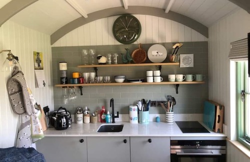 Stone in Oxney Cabin | Cozy Shepherd's Hut with Hot Tub & Woodburner Retreat