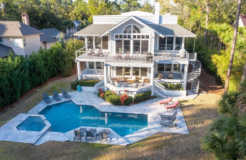 Sea Pines House | Elegant 6-Bedroom Home with Private Pool Steps from Beach
