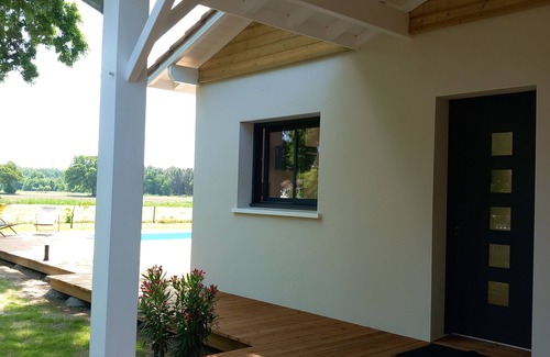 Saint-Julien-en-Born House | Inviting Maison Neuve with Heated Pool Near Contis Beach