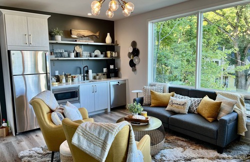 Saugatuck House | Modern Adult-Only Retreat with Sunset Views Near Downtown