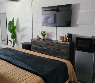 Bryant Apartment | Cozy Modern Studio with King Bed - Pet Friendly Retreat