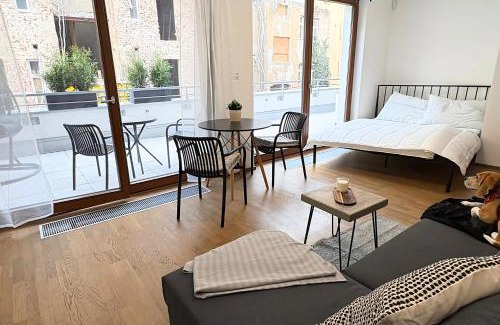 Smichov Apartment | Modern Studio with Spacious Terrace Prague Anděl