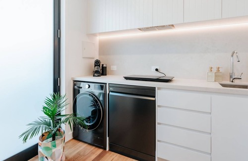 Flinders Apartment | Morradoo Studio - Unwind by the cozy fireplace with firewood.