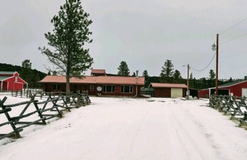 Golden Valley County Cabin | Inviting Mountain Log Cabin with Horse Barn & Fenced Paddocks