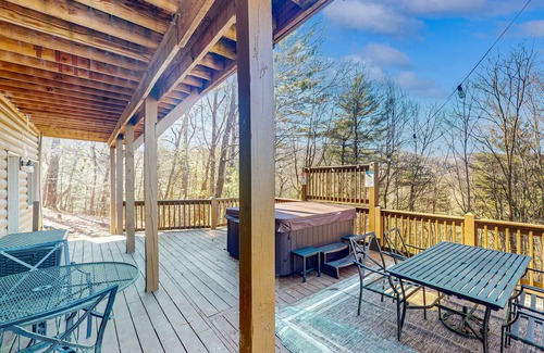 Cherry Log Cabin | Inviting Mountain View Cabin with Hot Tub and Game Tables