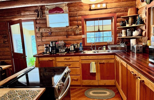 Ashland House | Idyllic Forest Log House near Ashland with Spa & Kitchen