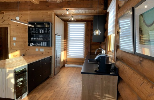 Lac Superieur Village Ski Chalet | Renovated Log Home with Private Spa & Lake Access