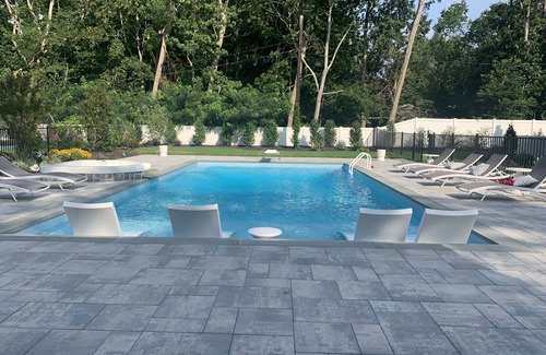 Cutchogue House | Modern Retreat: Heated Pool & Steps to the Beach