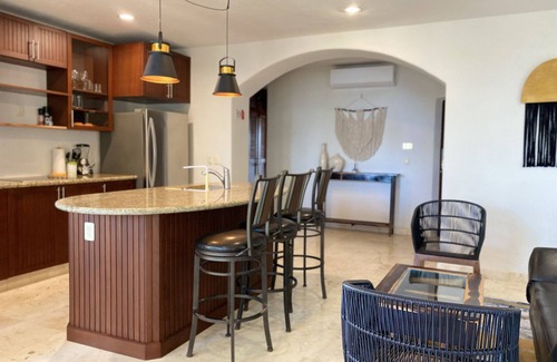 Majahual Apartment | Oceanfront Penthouse with Rooftop Pool and BBQ Area