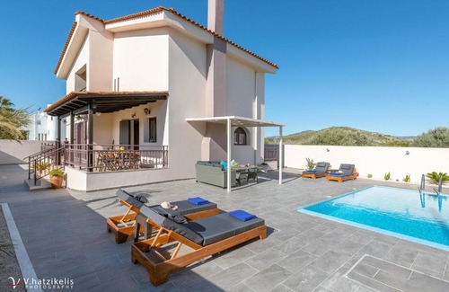 South Rhodes Villa | Oceanfront Ospition Villa: Rated 10/10 with Pool Access