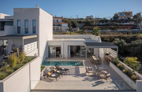 Kalyves Apartment | Experience Seaview Bliss at Pasiphae Luxe Apt with Pool
