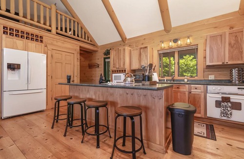 Arkdale Cabin | Serene Sand Valley Log Home with Lake and Ocean Views