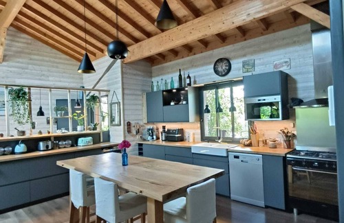 Le Porge House | Tranquil Wooden Retreat Minutes from the Beach with Spa