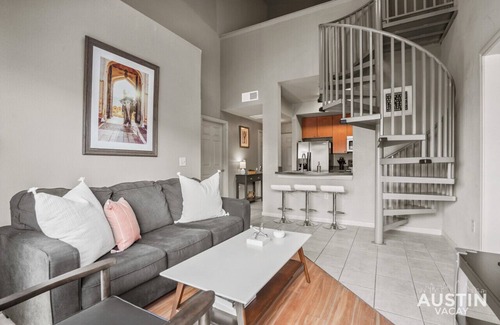 West Campus Apartment | Comfortable King Beds and Patio Dining in ATX West Campus